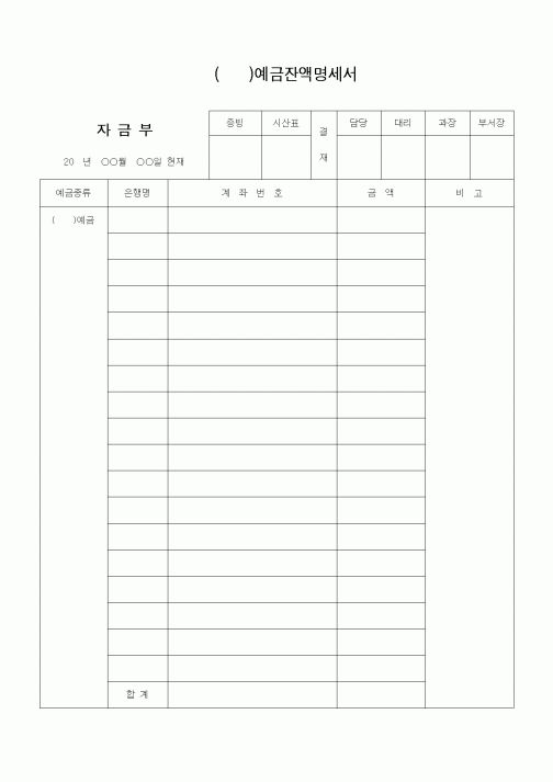 (경리)()예금잔액명세서1