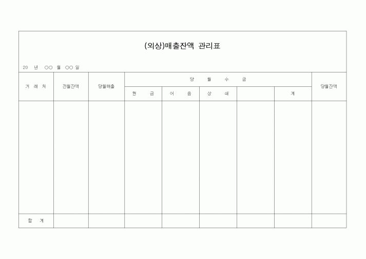 (경리)(외상)매출잔액 관리표1