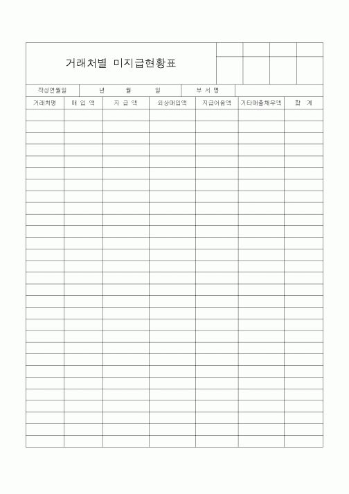 (경리)거래처별 미지급현황표