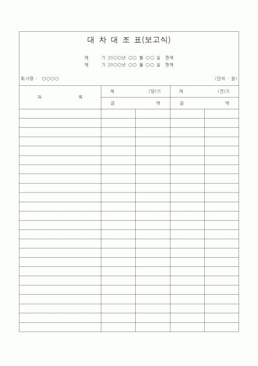 (경리)대차대조표 (보고식)