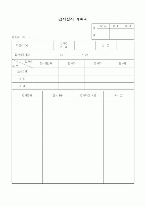 (기타)감사실시 계획서