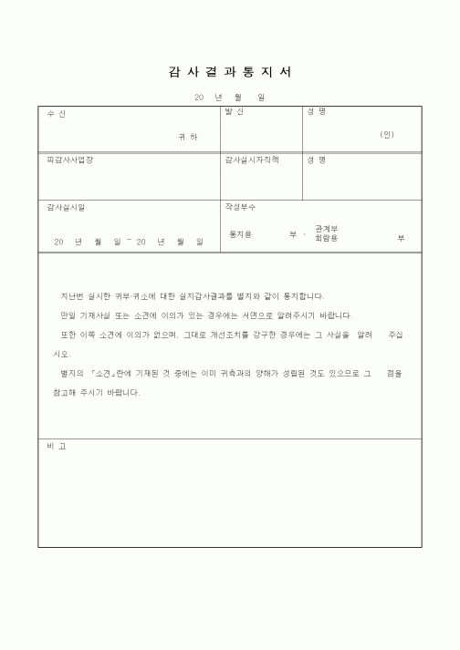 (기타)감사결과통지서