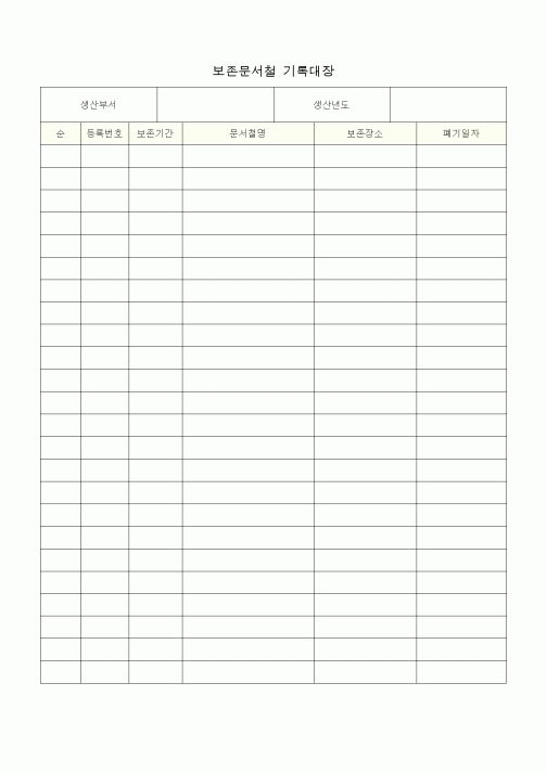 (총무)보존문서철 기록대장