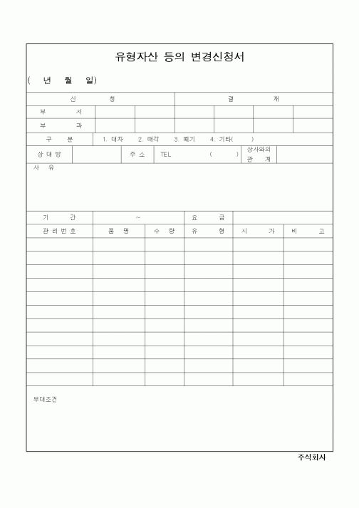 (경리)유형자산 등의 변경신청서