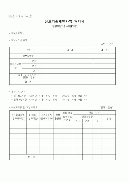 (기타)선도기술개발사업 협약서