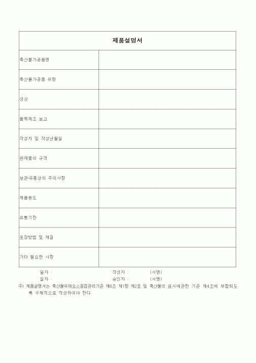 (제조/생산)제품설명서