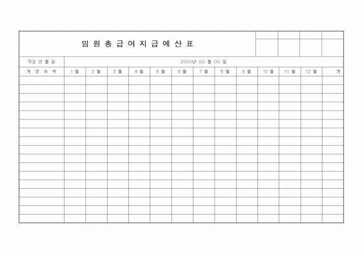 (경리)임원총급여 지급예산표
