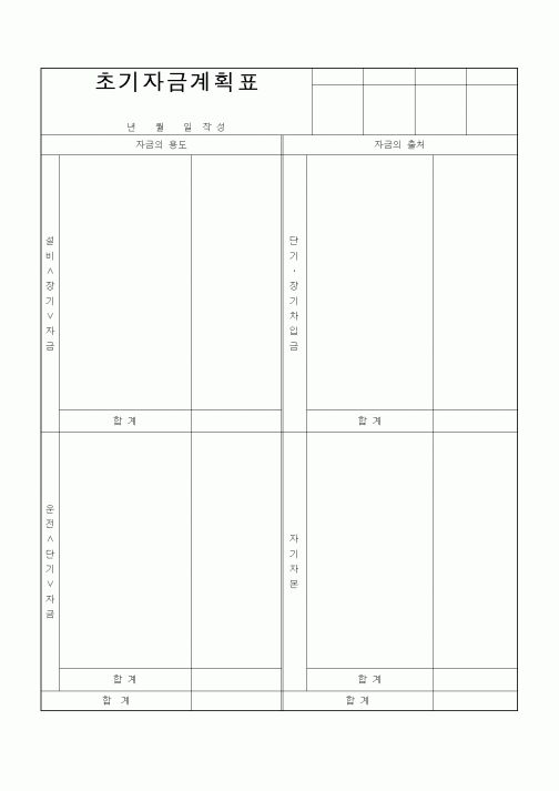 (경리)초기자금계획표1