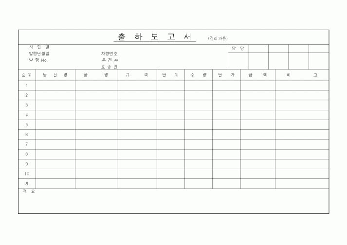 (경리)출하보고서