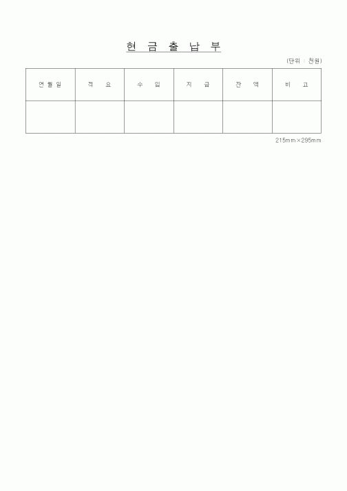 (경리)현금출납부1