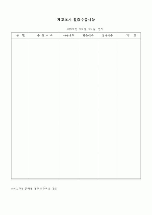 (기타)재고조사 필증수불사항