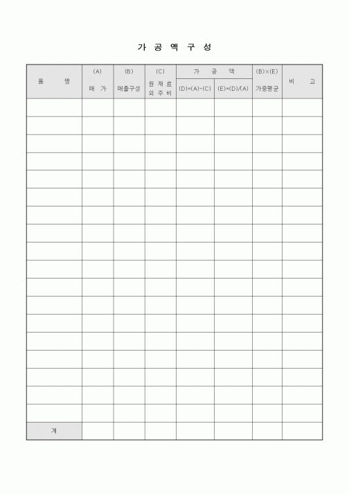 (구매/외주서식)가공액구성1