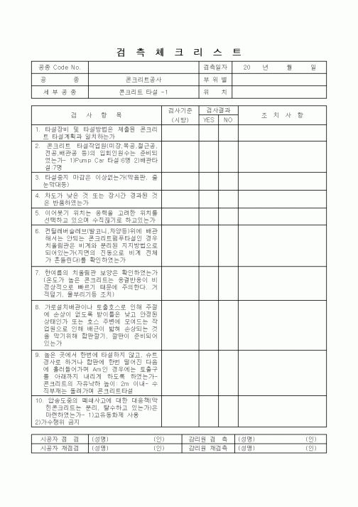 (감리업무)검측체크리스트(콘크리트공사)1