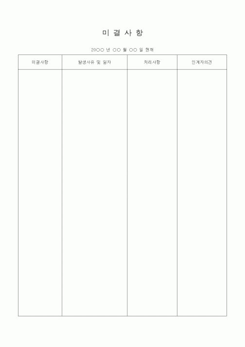 (경리)미결사항