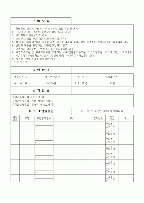 (건축인/허가)조합원현황