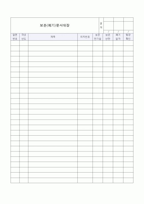 (공사예산/실행)보존(폐기)문서대장