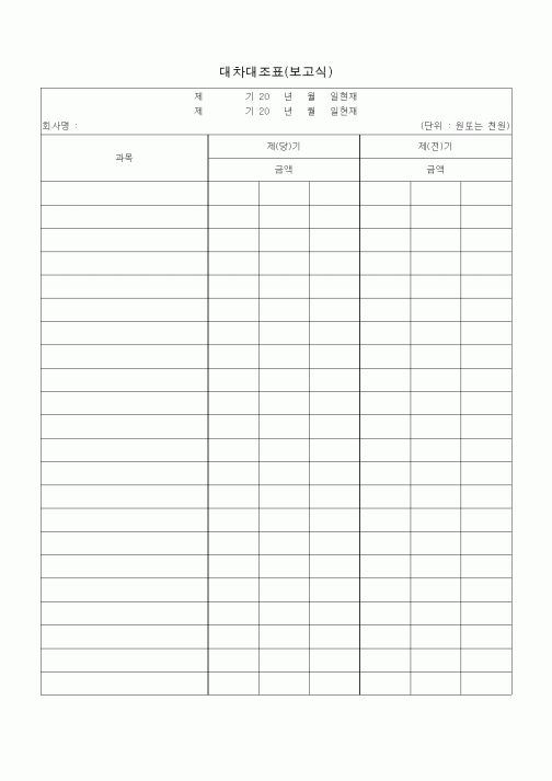 (일반)대차대조표(보고식)
