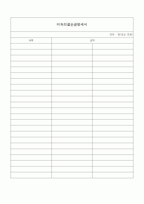 (일반)미처리결손금명세서