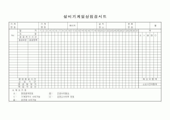 (건축인/허가)설비기계일상점검시트