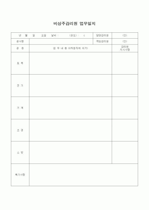 (감리업무)비상주감리원 업무일지