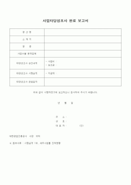 (감리업무)사업타당성조사 완료 보고서