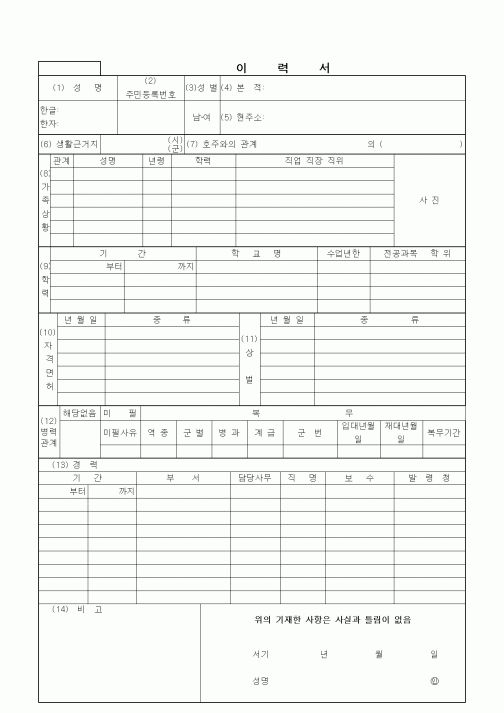 이력서(공무원)