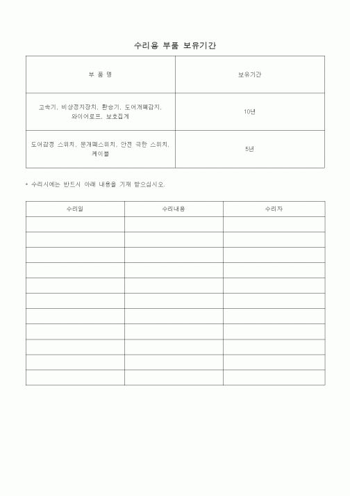 (총무)수리용 부품 보유기간