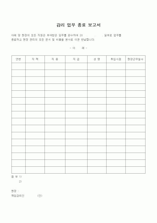 (감리업무)감리 업무 종료 보고서