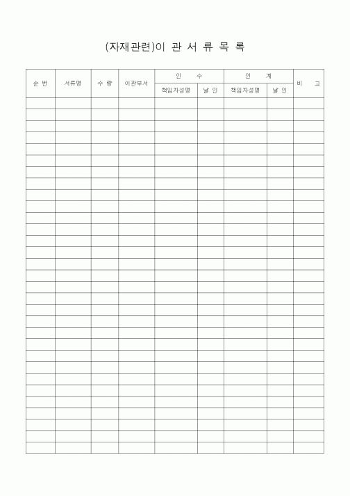 (자재관리)(자재관련)이관서류목록