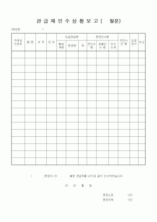 (건축인/허가)관급재인수상황보고(월분)