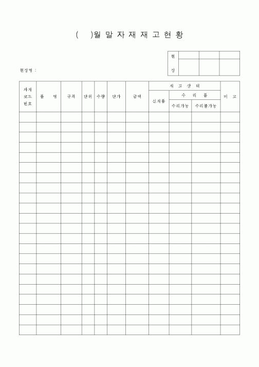 (자재관리)()월말자재재고현황