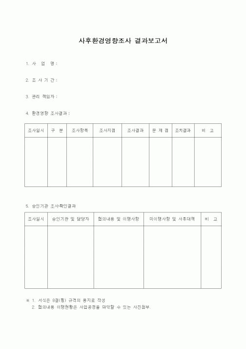 (감리업무)사후환경영향조사 결과보고서