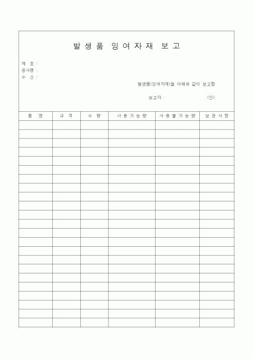 (자재관리)발생품 잉여자재 보고