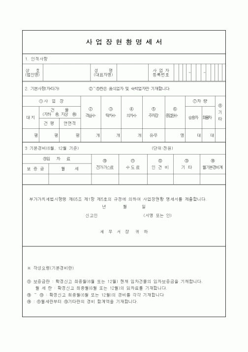 (부가가치세)사업장현황명세서