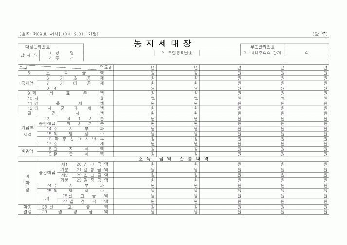 (지방세)농지세대장