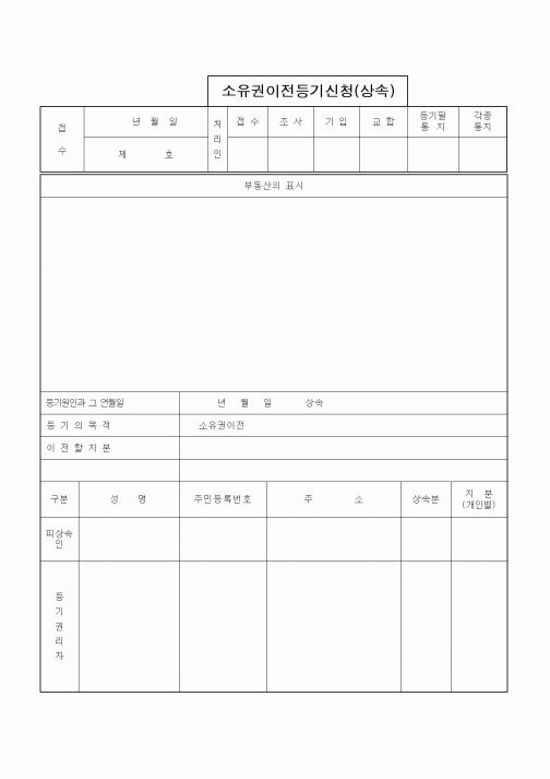 (부동산)소유권이전등기신청(상속)