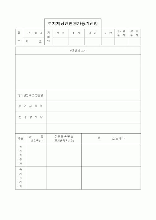 (부동산)토지저당권변경가등기신청