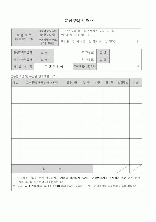 (석사/박사/연구원)문헌구입 내역서1
