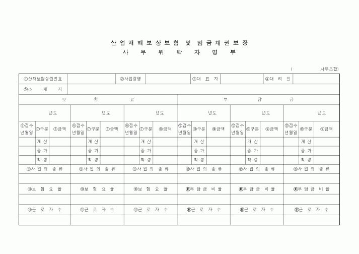 (4대보험)산업재해보상보험 및 임금채권보장 사무위탁자명부