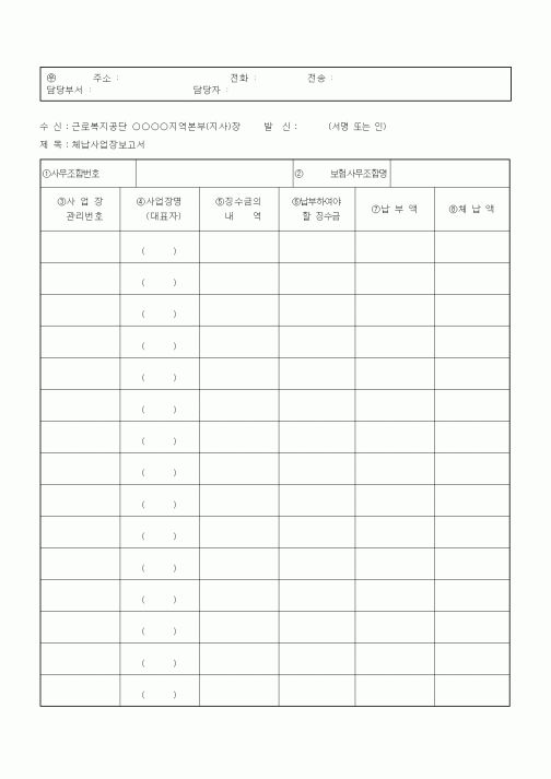 (4대보험)체납사업장보고서