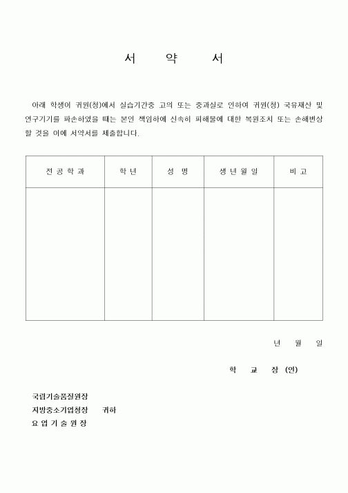 (대학교)서약서1