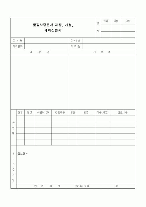 (기타건설)품질보증문서 제정, 개정,폐지신청서
