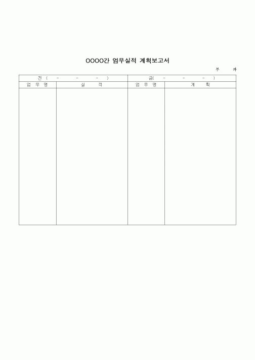 (경영)업무실적 계획보고서1