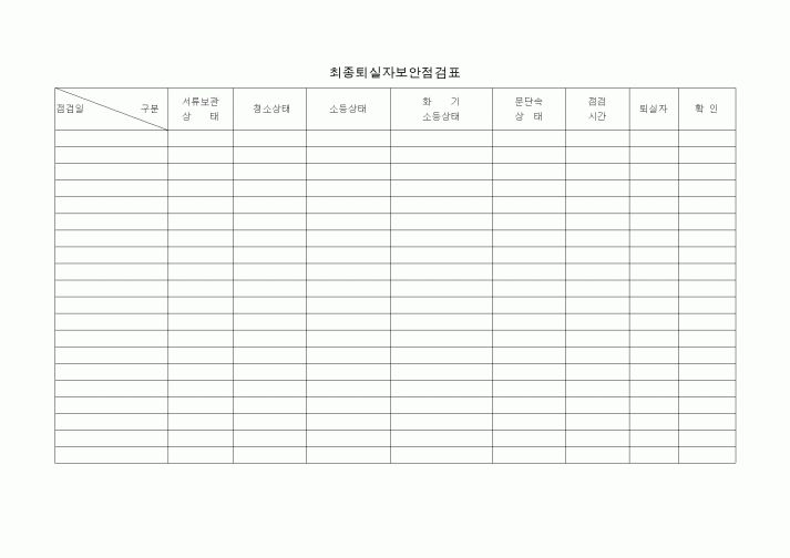 (총무)최종퇴실자 보안점검표