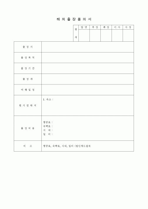 (총무)해외출장품의서