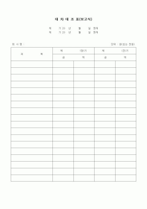 (경리)대차대조표(보고식)