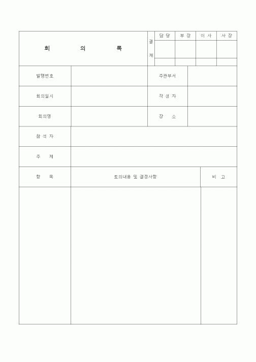 (경영)회의록(토의내용 및 결정사항)