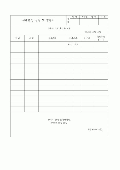 (총무)시내출장 신청 및 명령서