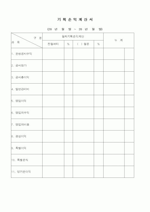 (경리)기획손익계산서