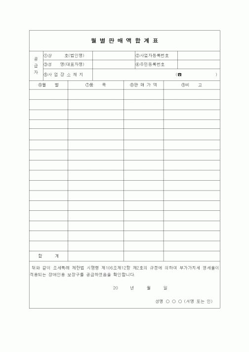(경리)월별판매액합계표